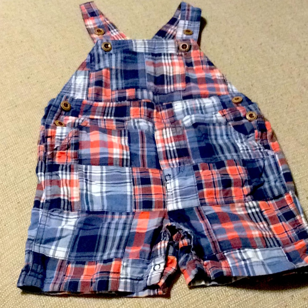 Janie and Jack patchwork overalls 12-18  months